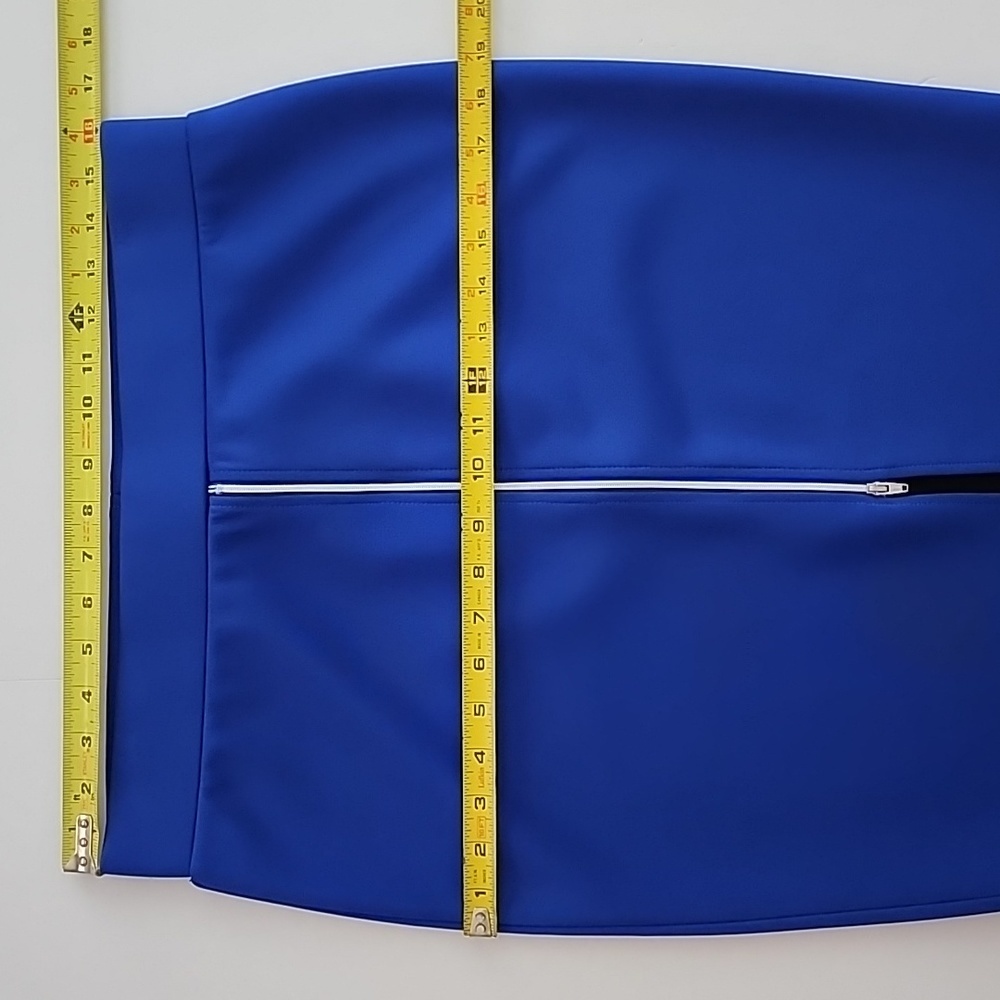 RW&CO Pencil Skirt Electric Blue Centre Silver Zipper Stretch Size Medium - Picture 9 of 10